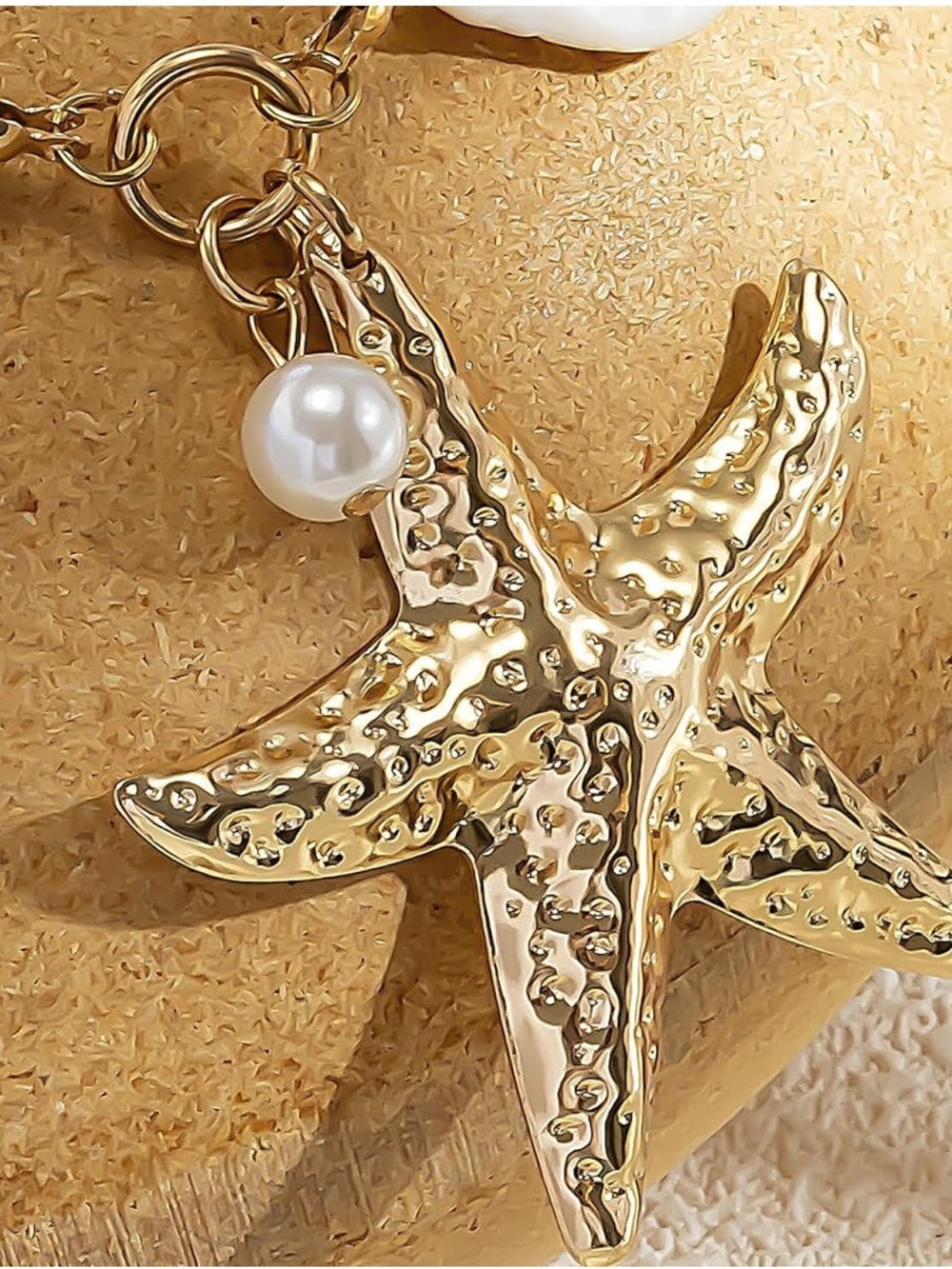 Gold Starfish Pearl Necklace - Picture 2 of 6